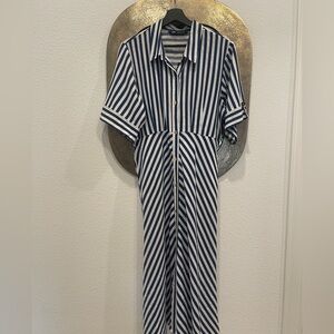 Zara Navy and White Striped Dress